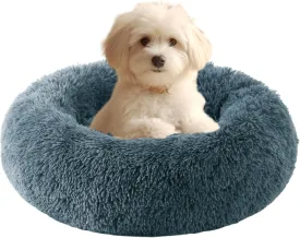 HYQ Small Dog Bed, Cat Beds for Indoor Cats, Pet Beds for Small Dogs, Fluffy Faux Fur Plush Small Dog Bed, Washable Puppy Bed with Anti-Slip Bottom, Dog Bed Small Size Dog (Blue Gray, 17 Inch)