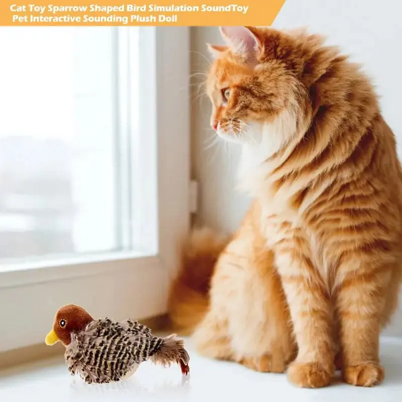 Interactive Electric Squeaky Bird Toy for Cats - Plush Simulation Bird - Pet Toy for Kittens