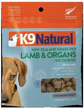 K9 Natural Grain-Free Freeze-Dried Dog Treats, Lamb Bites 1.76oz