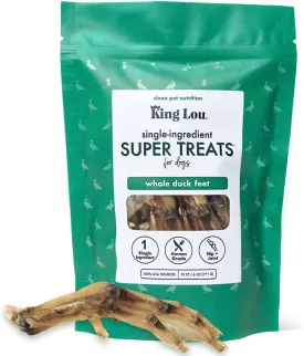 King Lou Pets - Whole Duck Feet for Dogs - Dehydrated Duck Dog Treats - USA-Made Dental Treats for Dogs - Collagen, Glucosamine, Chondroitin for Hip and Joint Health - 10 Count