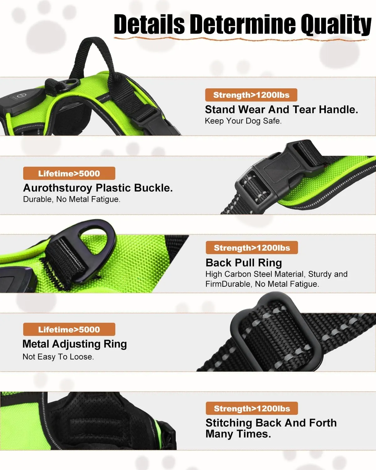 Light Up Dog Harness - LED Dog Harness Rechargeable for Night Walking, Three Lighting Modes, Flashing for More Than 20 Hours, Oxford Cloth(Green/Medium)