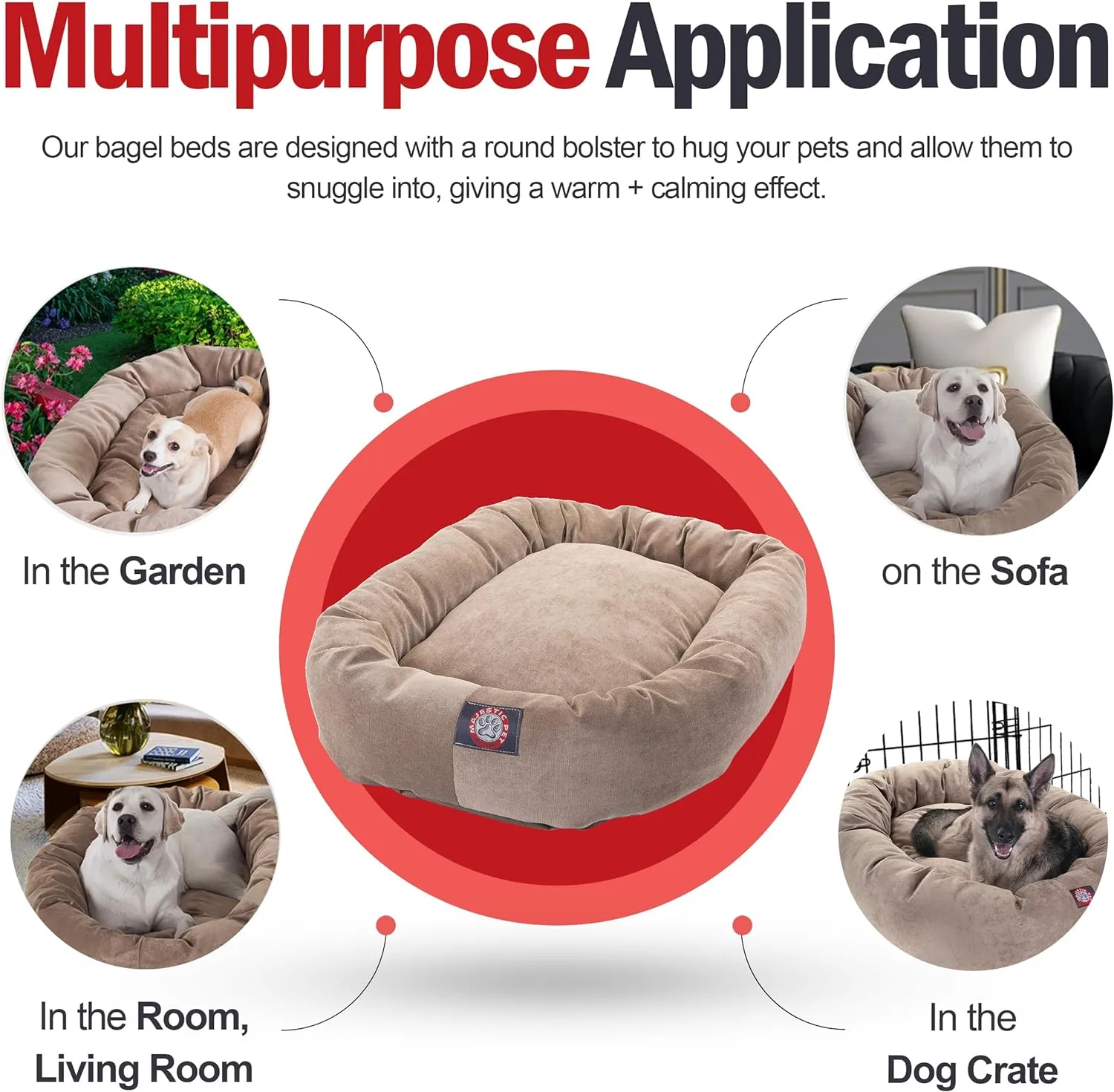 Majestic Pet Villa 40 Inch Shredded Memory Foam Dog Bed for Large Sized Dogs 40x29x9 InchOrthopedic Dog Bed with Removable Washable Cover-Washable Large Pet Bed with Head Support-Pearl