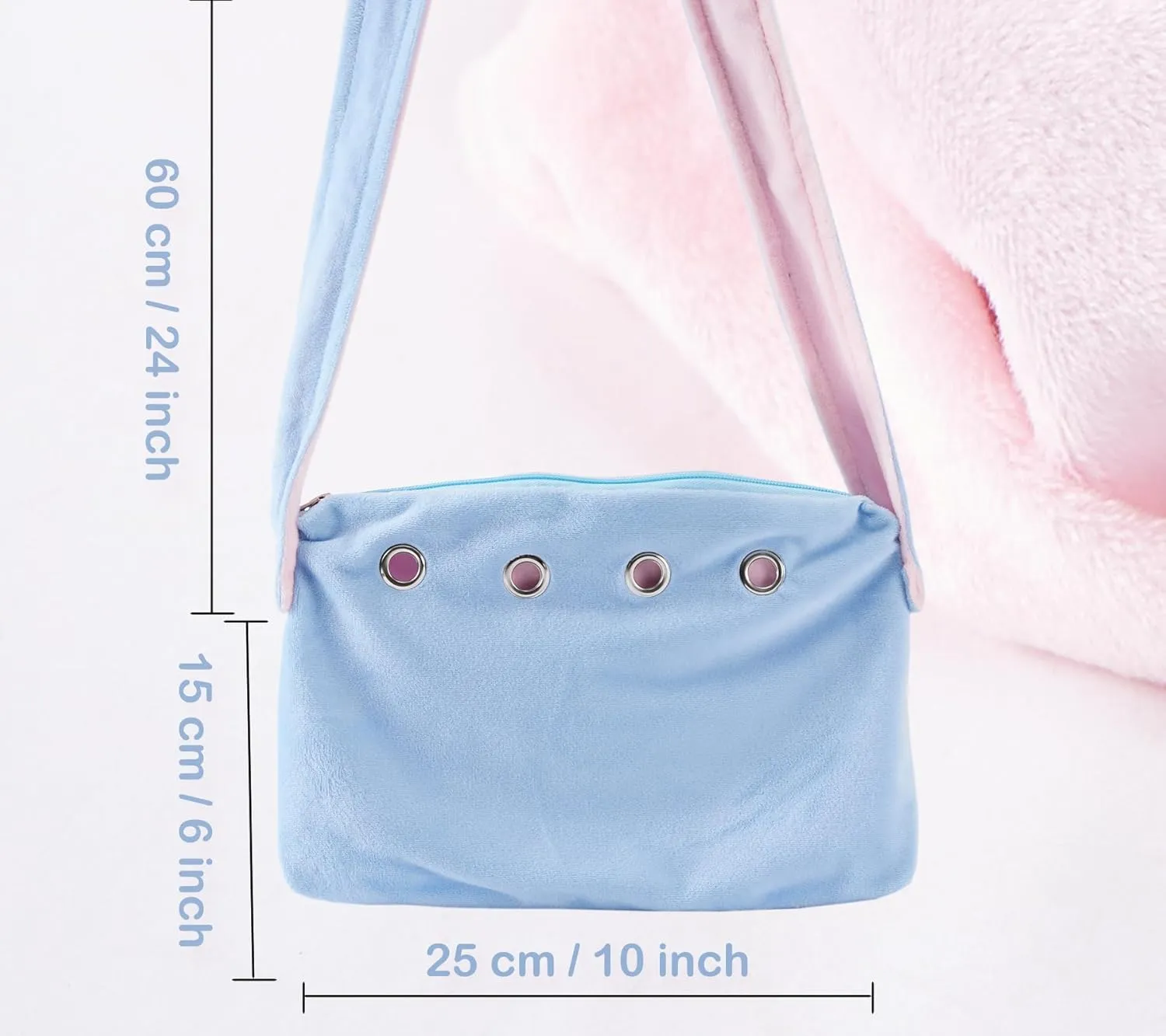 Meow&Woof Sugar Glider Bonding Pouch Small Pet Carrier Bag Sling with Strap Critter Cuddler for Gliders Ferret, Rat, Hedgehog, Hamster Outdoor-Blue