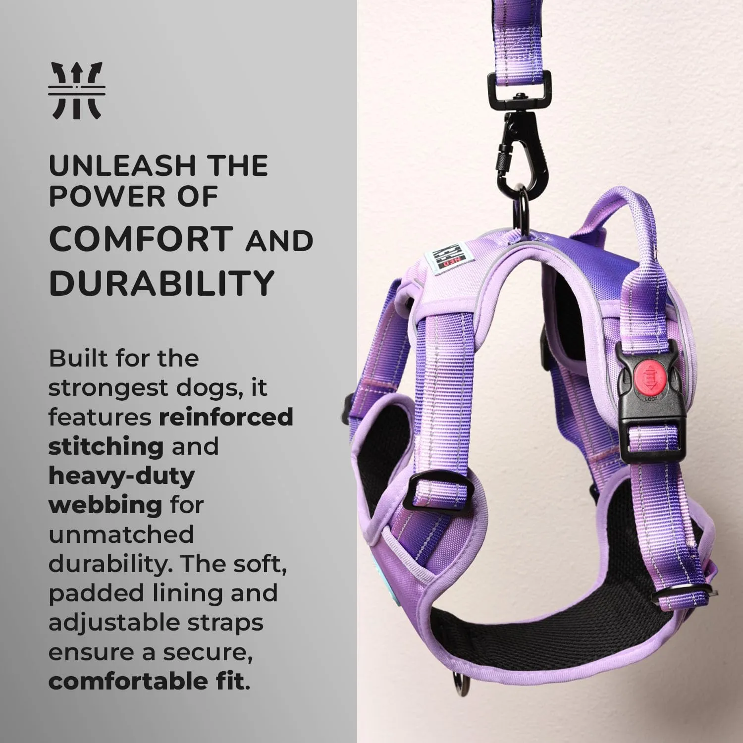 NeoFlex Dog Harness for Large Dogs - No Pull, Adjustable Harness with Handle - Ideal for Medium and Large Sized Dogs, All Breeds, Durable & Comfortable Dog Walking Vest - Purple - XL