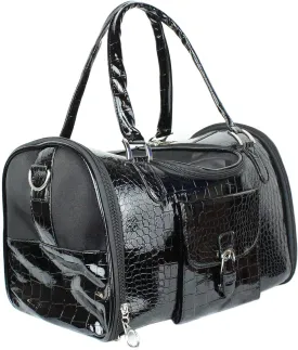 Parisian Pet Dog Purse  Black Breathable Pets Purse - Fashion Pet Carrier Purse - Purse for Dog Carrying Small and Medium Dogs - Dog Purse Carrier - Adjustable Shoulder Strap Puppy Carrier Handbag