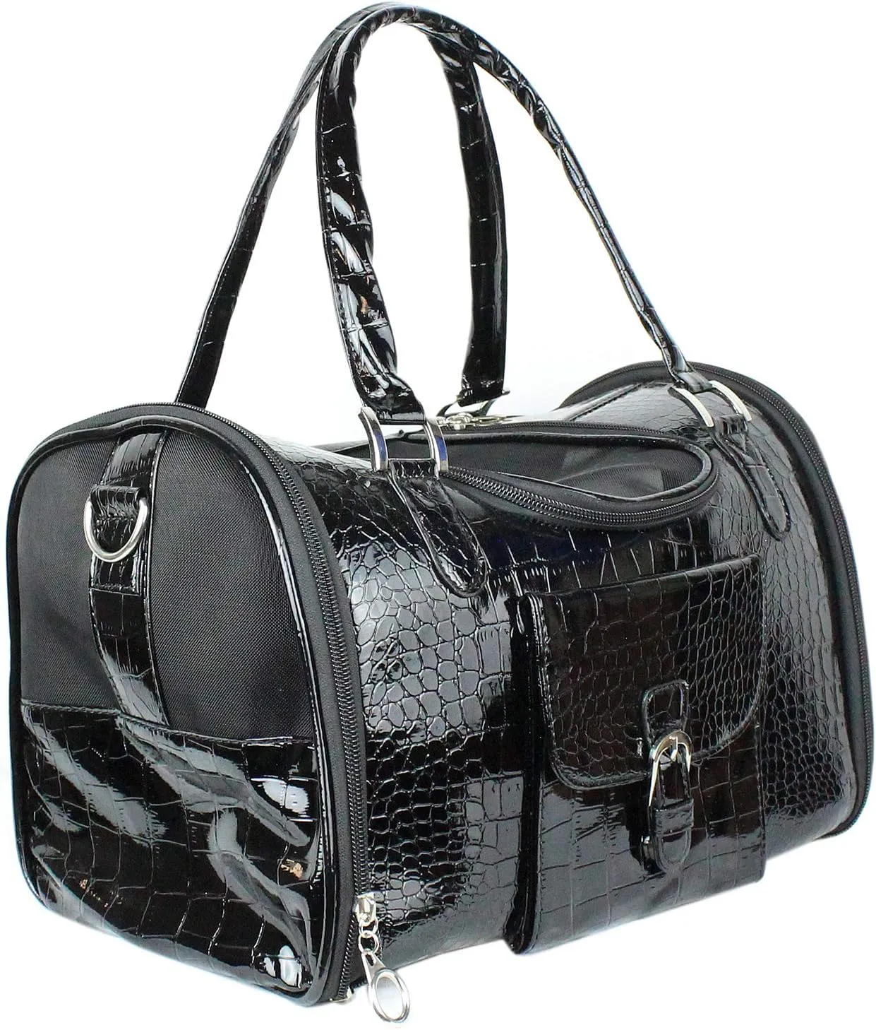 Parisian Pet Dog Purse  Black Breathable Pets Purse - Fashion Pet Carrier Purse - Purse for Dog Carrying Small and Medium Dogs - Dog Purse Carrier - Adjustable Shoulder Strap Puppy Carrier Handbag