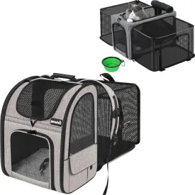 Pecute Cat Carrier Backpacks, Expandable Cat Backpack with Breathable Mesh, and Cat Carrier Expandable Stable, Small Airline Approved Cat Soft-Sided Carriers