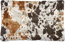 Retro Cow Print Pet Bed Mat for Dog Cat Crate Pad Non-Slip Bottom Design Washable Cushion Padding Pet Sleeping Bed, 36"x24"