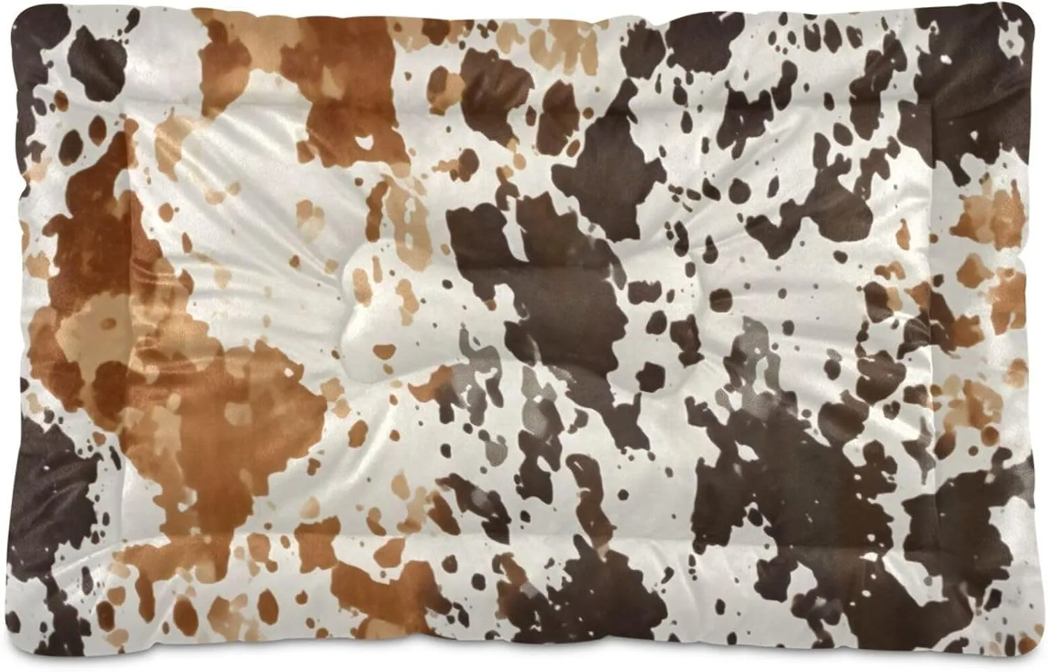 Retro Cow Print Pet Bed Mat for Dog Cat Crate Pad Non-Slip Bottom Design Washable Cushion Padding Pet Sleeping Bed, 36"x24"