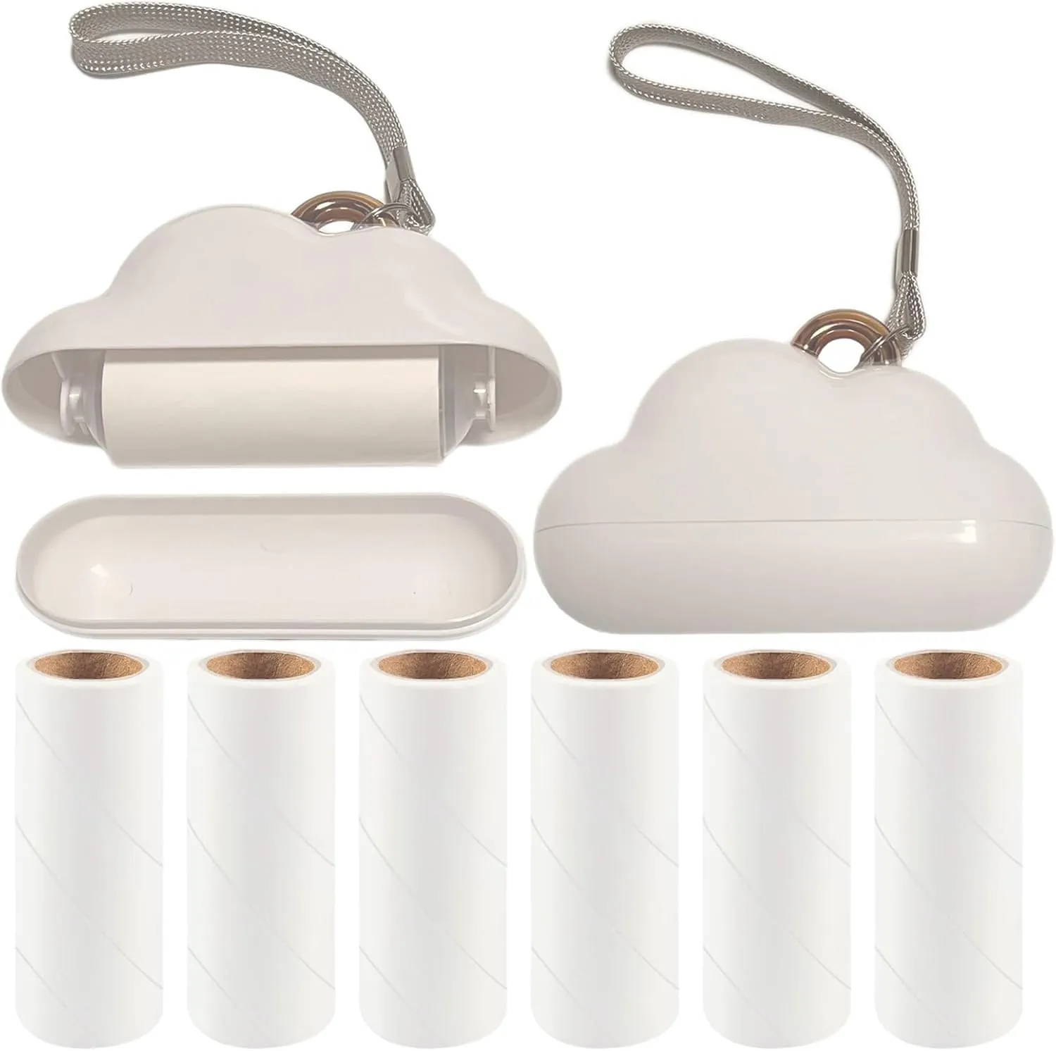 Reusable Lint Roller with Cover, Mini Lint Roller Travel Size, Lint Rollers for Pet Hair Extra Sticky,for Clothes for Furniture with 210 Sheets Refillable (White)