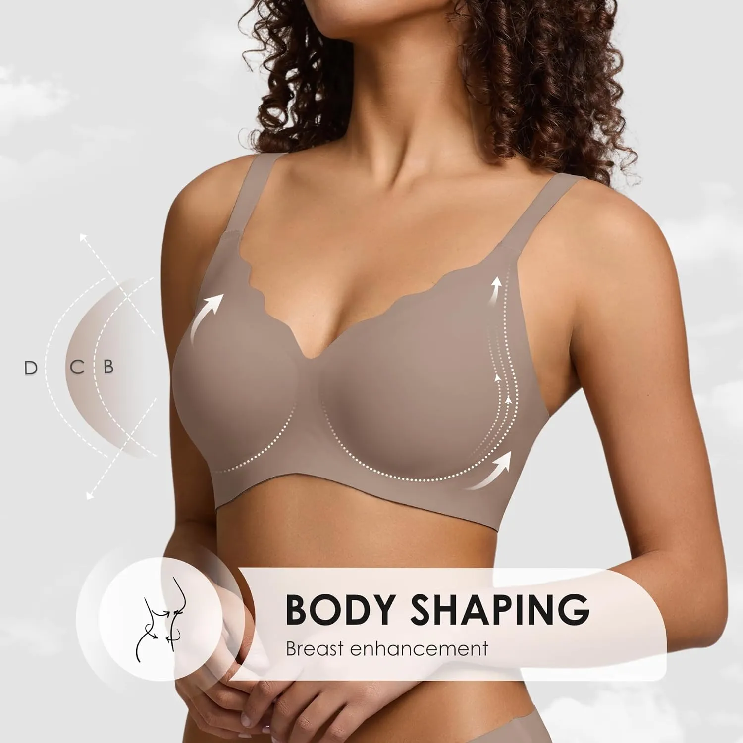 Seamless Wireless Bra for Women with Support - No Underwire Full Coverage Push Up Comfort Bras - Back Fat Smoothing Bralettes