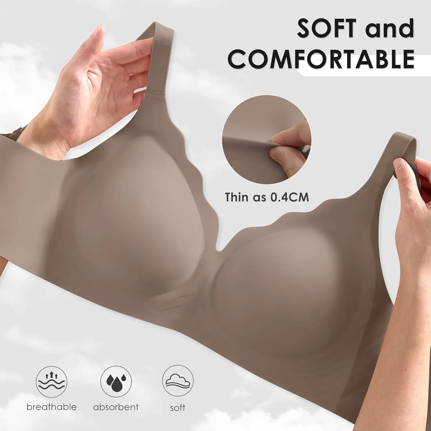 Seamless Wireless Bra for Women with Support - No Underwire Full Coverage Push Up Comfort Bras - Back Fat Smoothing Bralettes