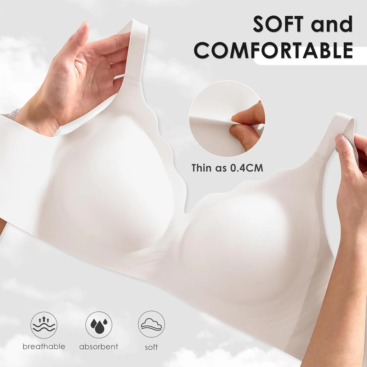 Seamless Wireless Bra for Women with Support - No Underwire Full Coverage Push Up Comfort Bras - Back Fat Smoothing Bralettes