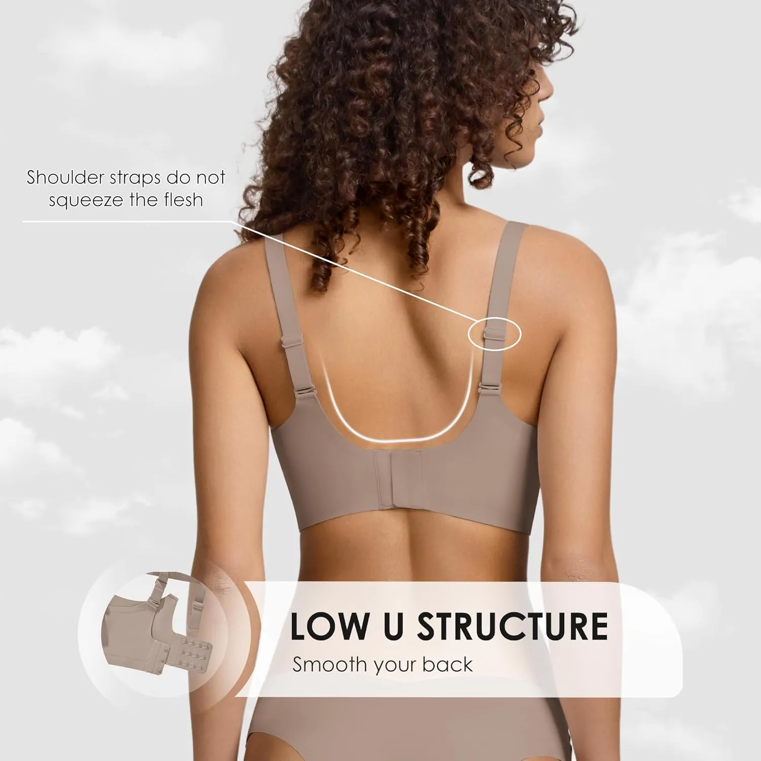 Seamless Wireless Bra for Women with Support - No Underwire Full Coverage Push Up Comfort Bras - Back Fat Smoothing Bralettes
