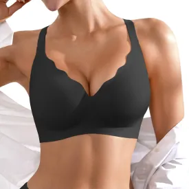 Seamless Wireless Bra for Women with Support - No Underwire Full Coverage Push Up Comfort Bras - Back Fat Smoothing Bralettes