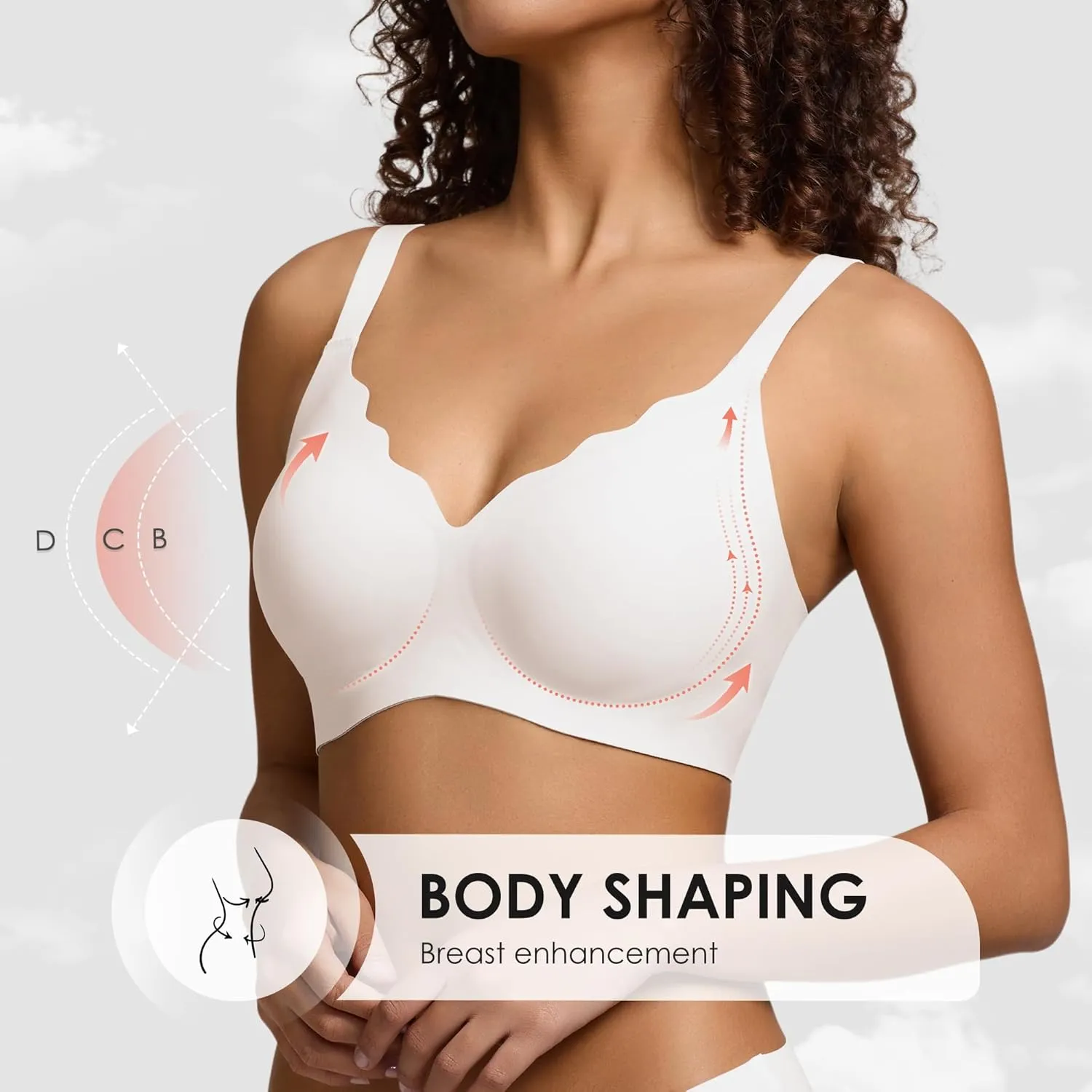 Seamless Wireless Bra for Women with Support - No Underwire Full Coverage Push Up Comfort Bras - Back Fat Smoothing Bralettes