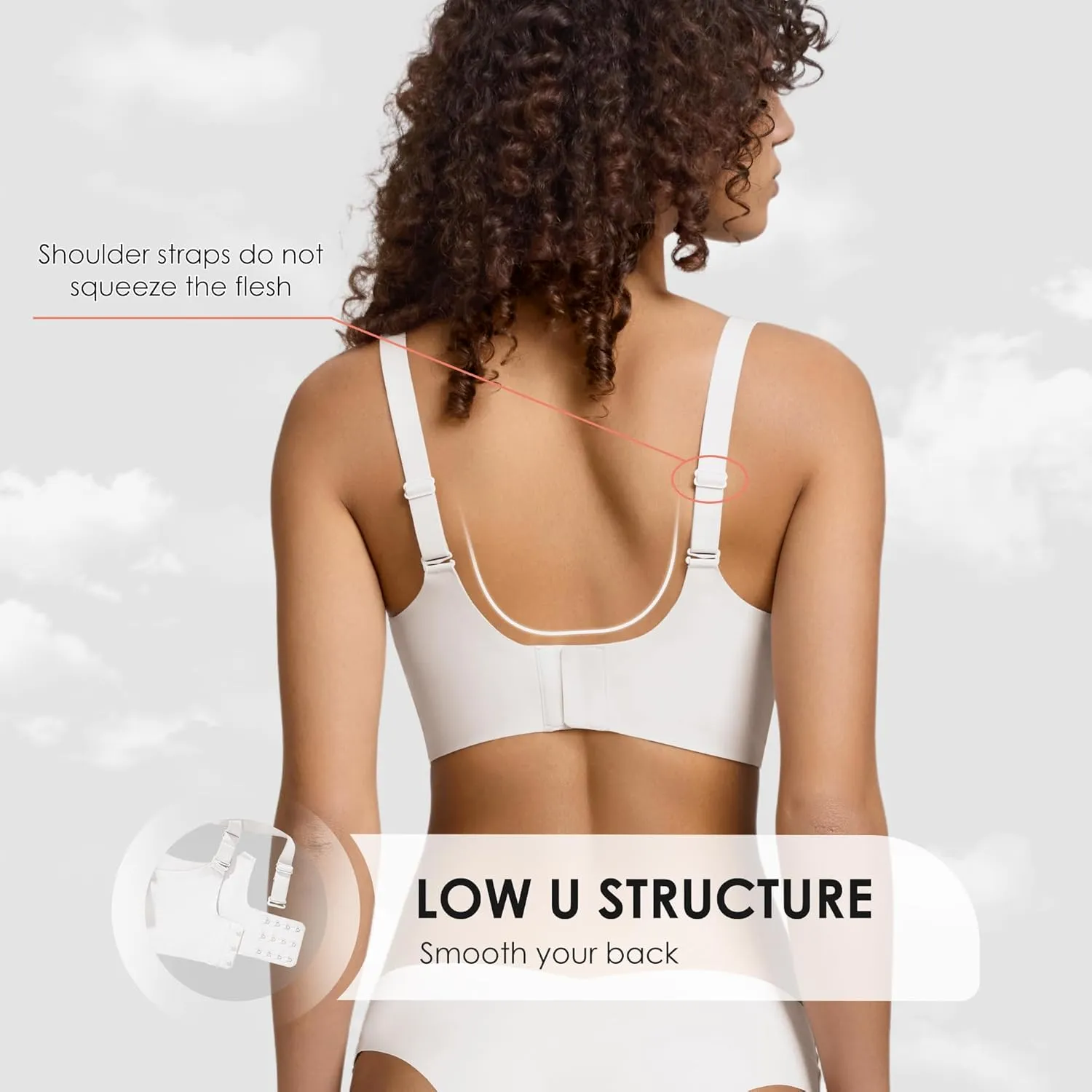 Seamless Wireless Bra for Women with Support - No Underwire Full Coverage Push Up Comfort Bras - Back Fat Smoothing Bralettes