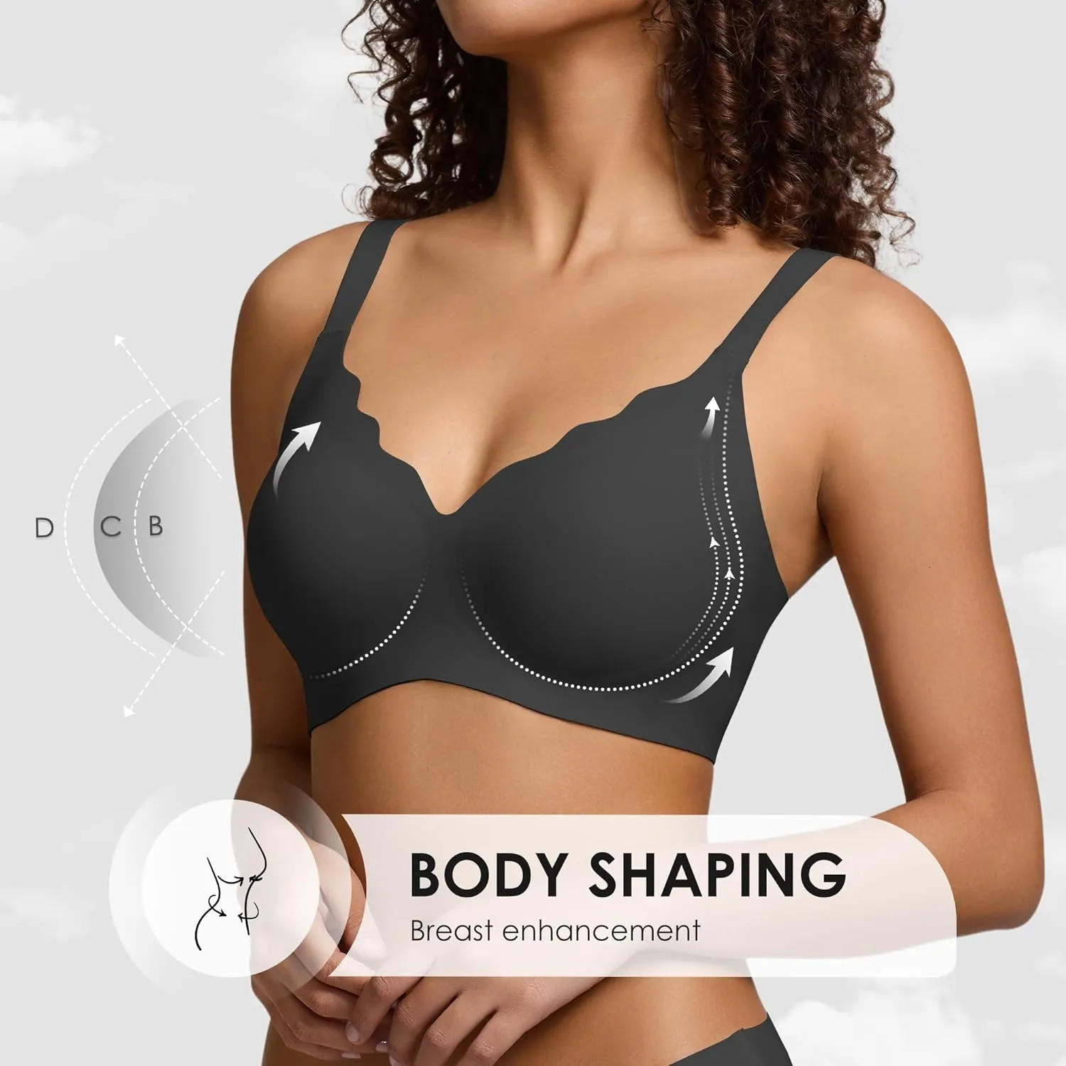 Seamless Wireless Bra for Women with Support - No Underwire Full Coverage Push Up Comfort Bras - Back Fat Smoothing Bralettes
