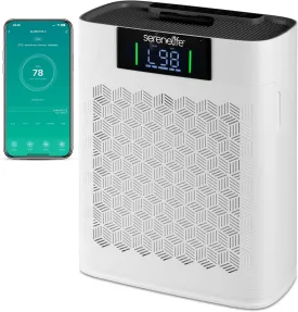 SereneLife HEPA Air Purifier for Home  Smart WiFi & App Control, Ultra-Quiet Air Purifier for Bedrooms & Large Rooms, Removes Dust, Pet Hair & Odors, Ideal for Pets & Allergies (1,800 Sq Ft, White)