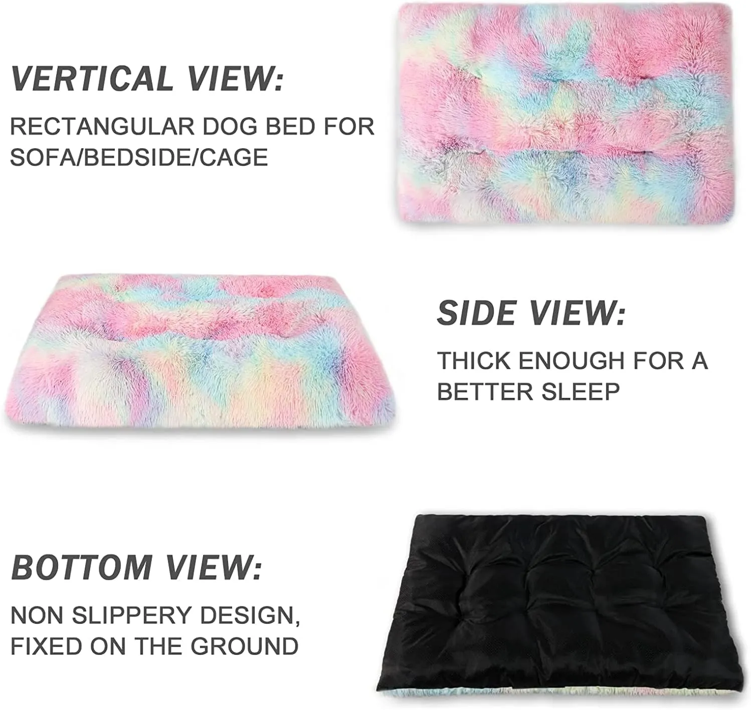 Soft Plush Dog Bed Crate Mat for Small Dogs, Faux Fur Fluffy Dog Pet Cat Kennel Pad with Anti-Slip Bottom, Machine Washable