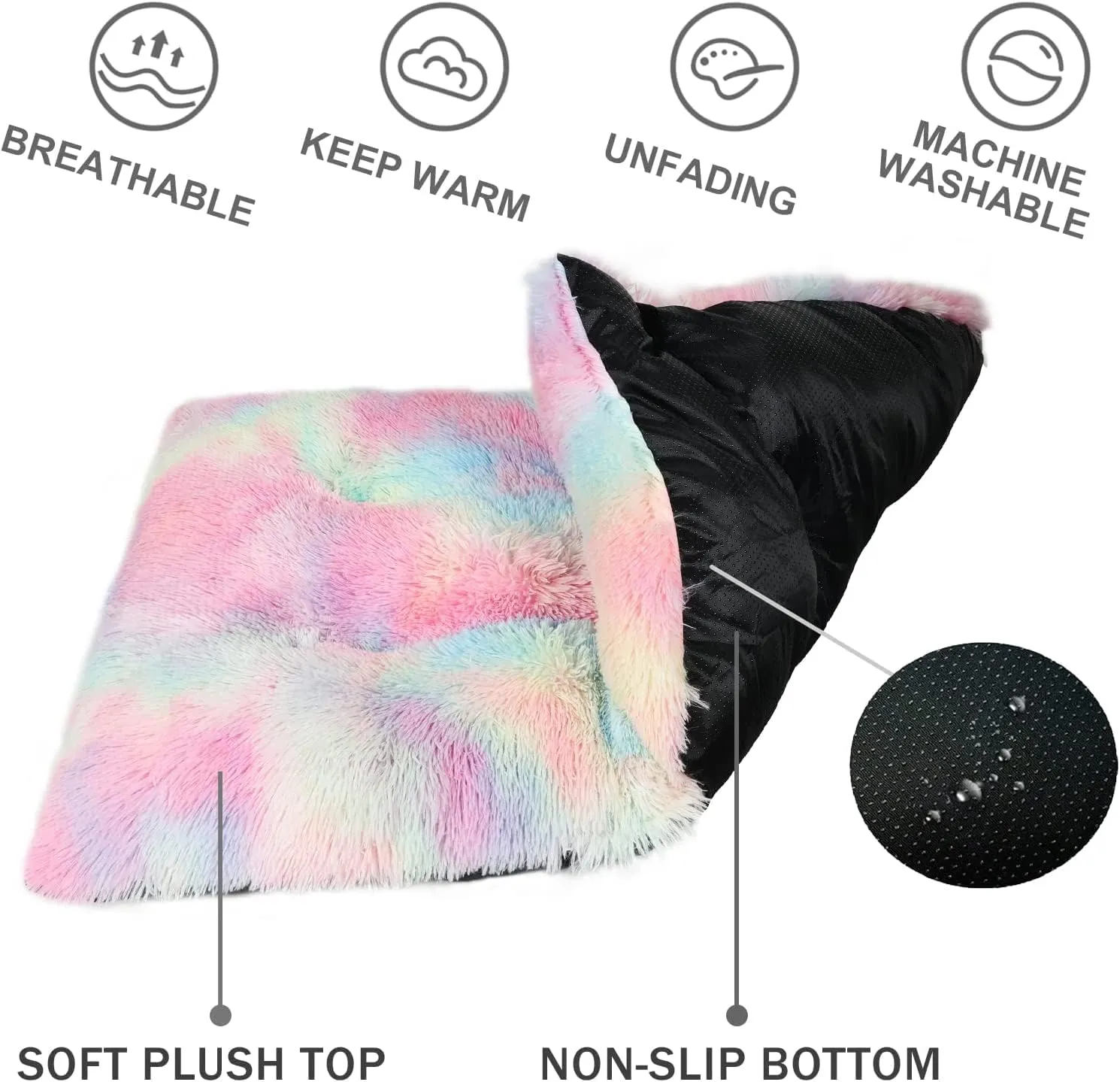 Soft Plush Dog Bed Crate Mat for Small Dogs, Faux Fur Fluffy Dog Pet Cat Kennel Pad with Anti-Slip Bottom, Machine Washable