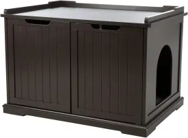 TRIXIE XL Furniture Litter Box Enclosure (Espresso Brown), Hidden Litter Box for Cats with Openings on Either Ends & Large Ventilations Slots, Double Doors for Easy Cleaning, Removable Divider