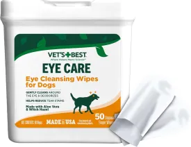 Vet's Best Eye Cleansing Wipes for Dogs, Gentle Tear Stain Remover For Dogs, Eye Wipes for Dogs with Aloe Vera & Witch Hazel (50 Count Dog Eye Wipes)