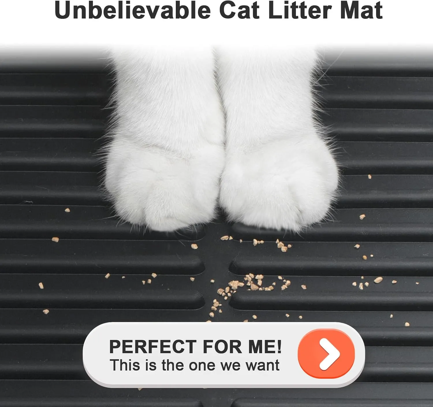 Waterproof Cat Litter Mat: 24" X 15" Washable Easy Clean Litter Trapping Mat - Urine-Resistant Silicone Surface for Floor - Non-Slip Backing for Bathroom (Black,Pack of 2)