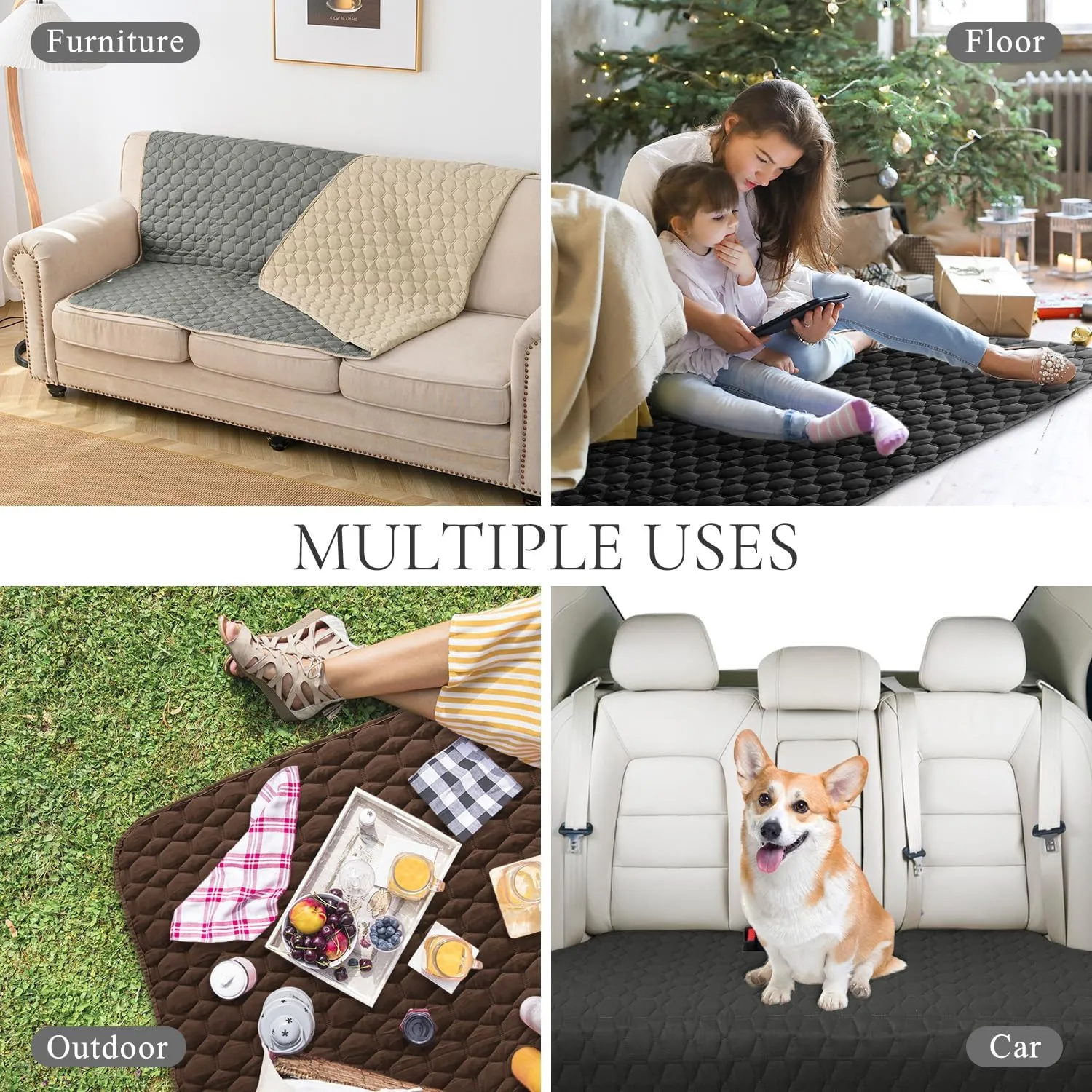 Waterproof Dog Bed Cover - Couch Cover for Pet Anti-Slip Cat Mat Pet Pad Blanket for Sofa Chair Recliner Bed Furniture Protrctor