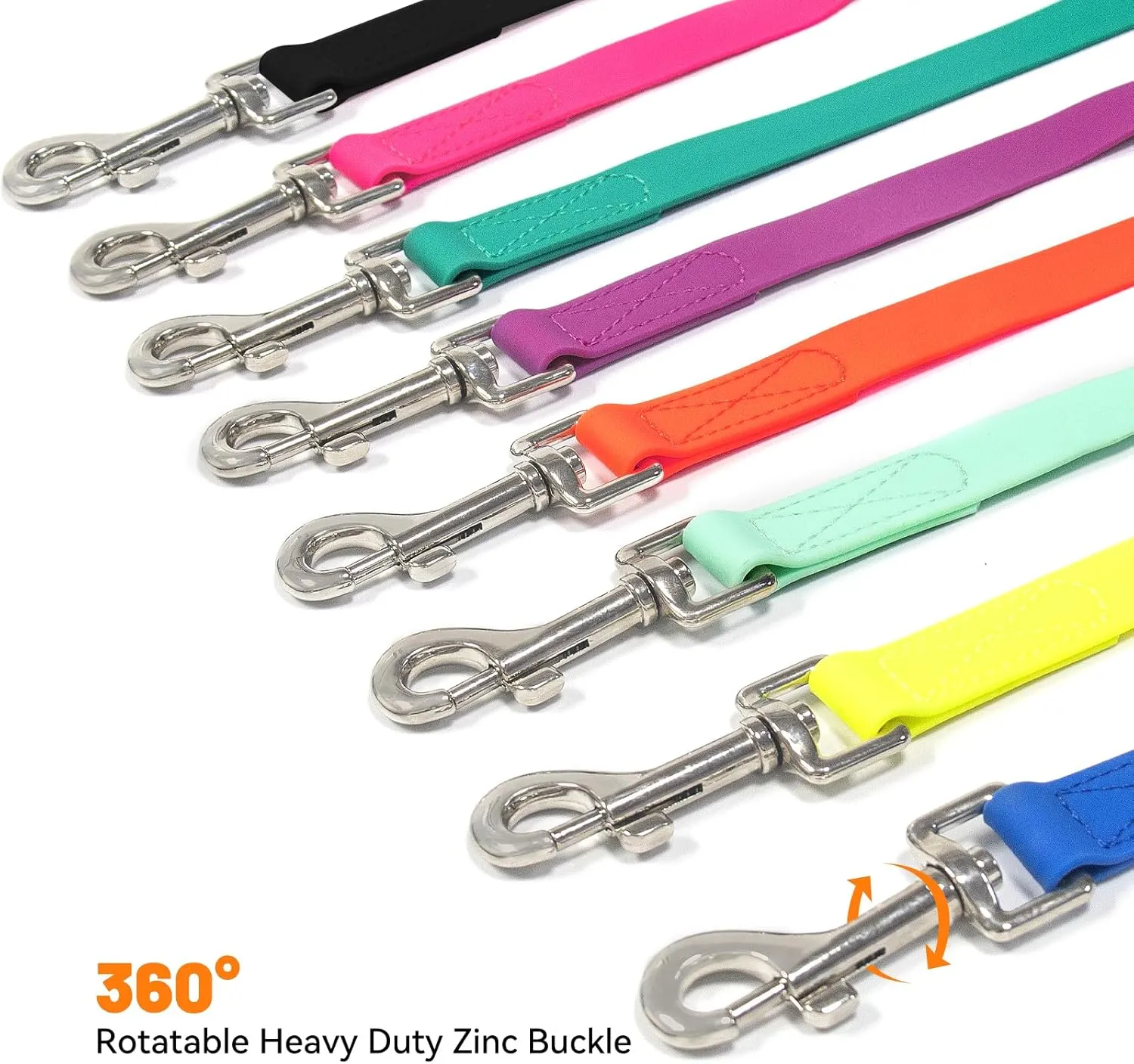 Waterproof Dog Leash, 5/6 FT Durable Odor-Proof Dog Leashes with Strong Metal Hooks Fits Small Medium or Large Dogs (Orange, 6FT - 1 inch Width)
