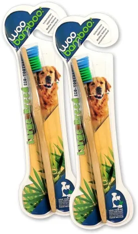 Woobamboo! Eco-Friendly Large Breed Dog Bamboo Toothbrush, Biodegradable, Plastic Negative (Pack of 2)