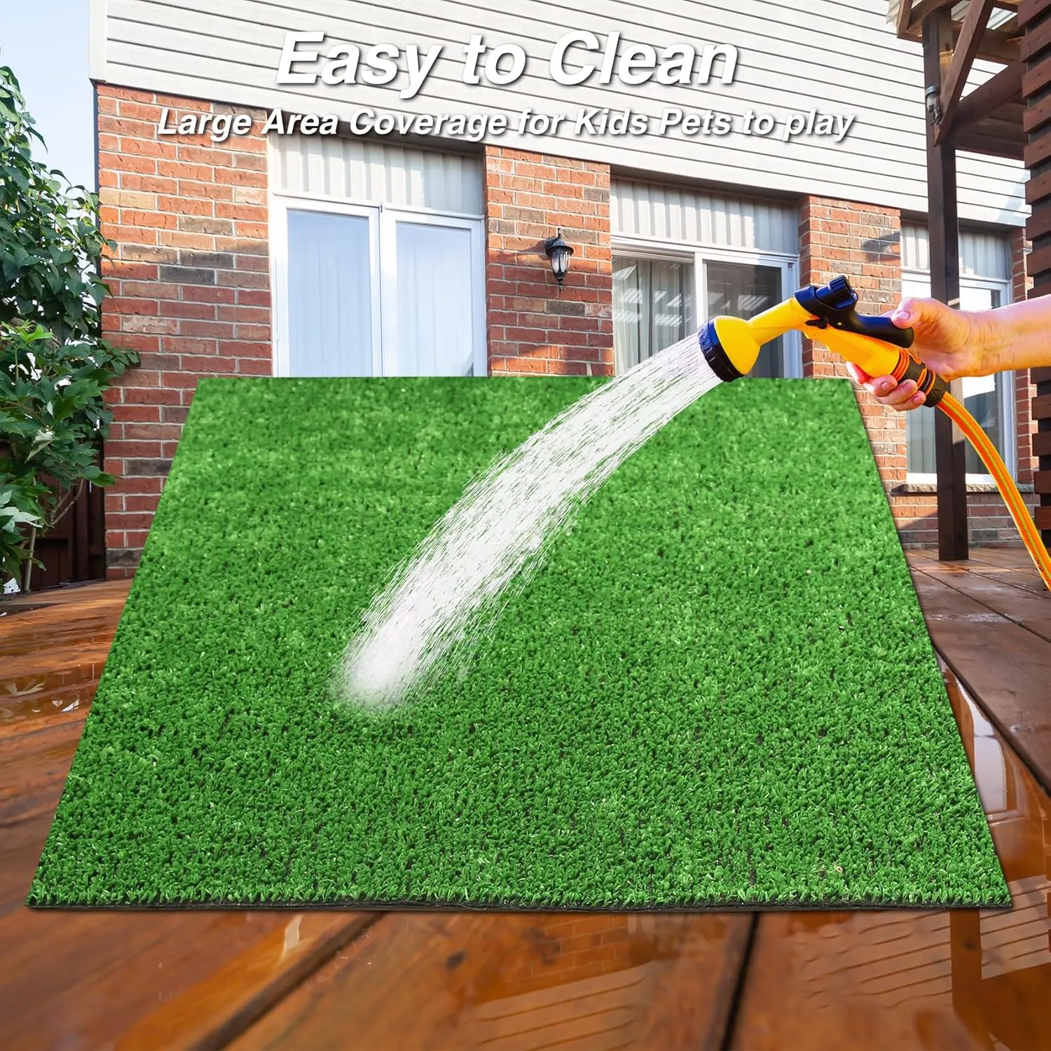 XLX TURF Outdoor Artificial Grass Rug 4FT X 4FT, Green Synthetic Turf Floor Mat for Balcony, Patio, Yard, Pets Dogs Grass Pad