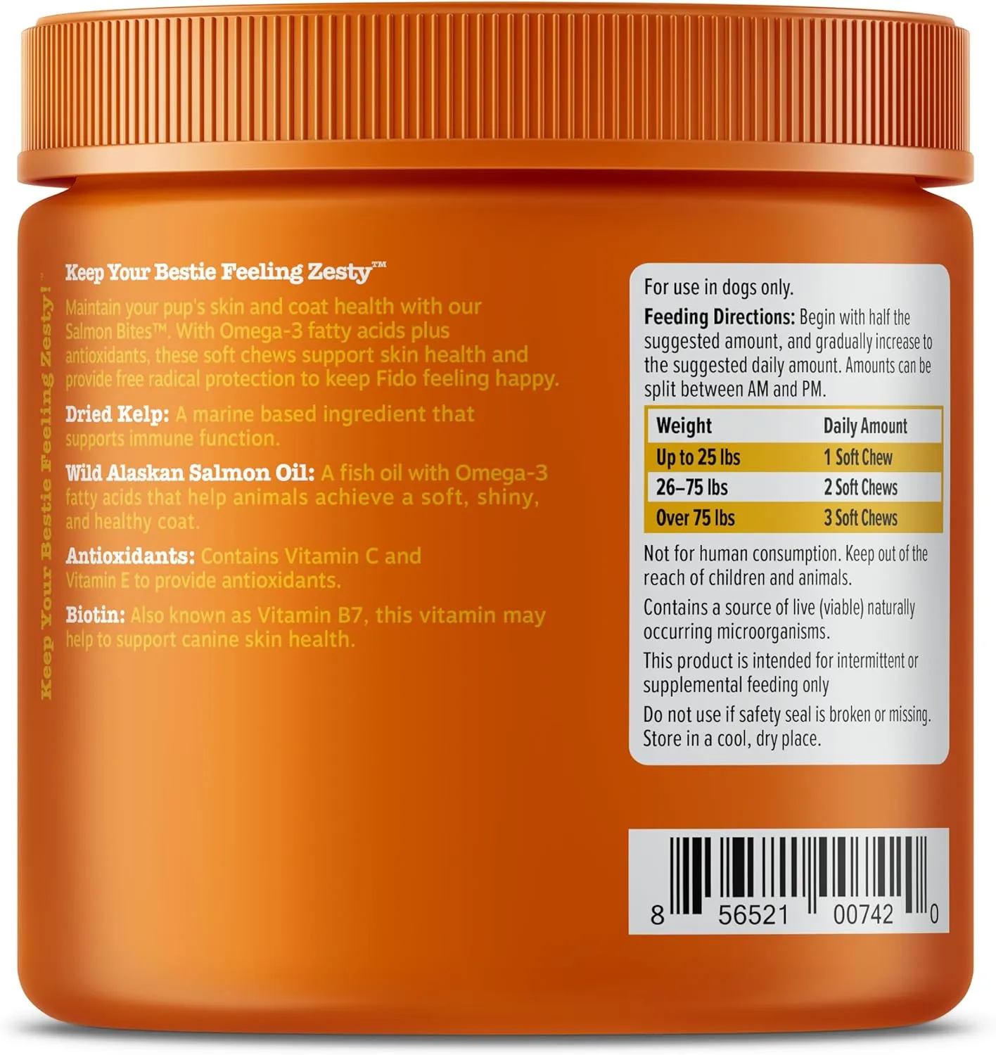 Zesty Paws Salmon Oil for Dogs Skin and Coat, Omega 3 Fish Oil Chews, Dog Allergy Relief Chews, Itch Relief Supplement, 90 Count, Salmon Flavor