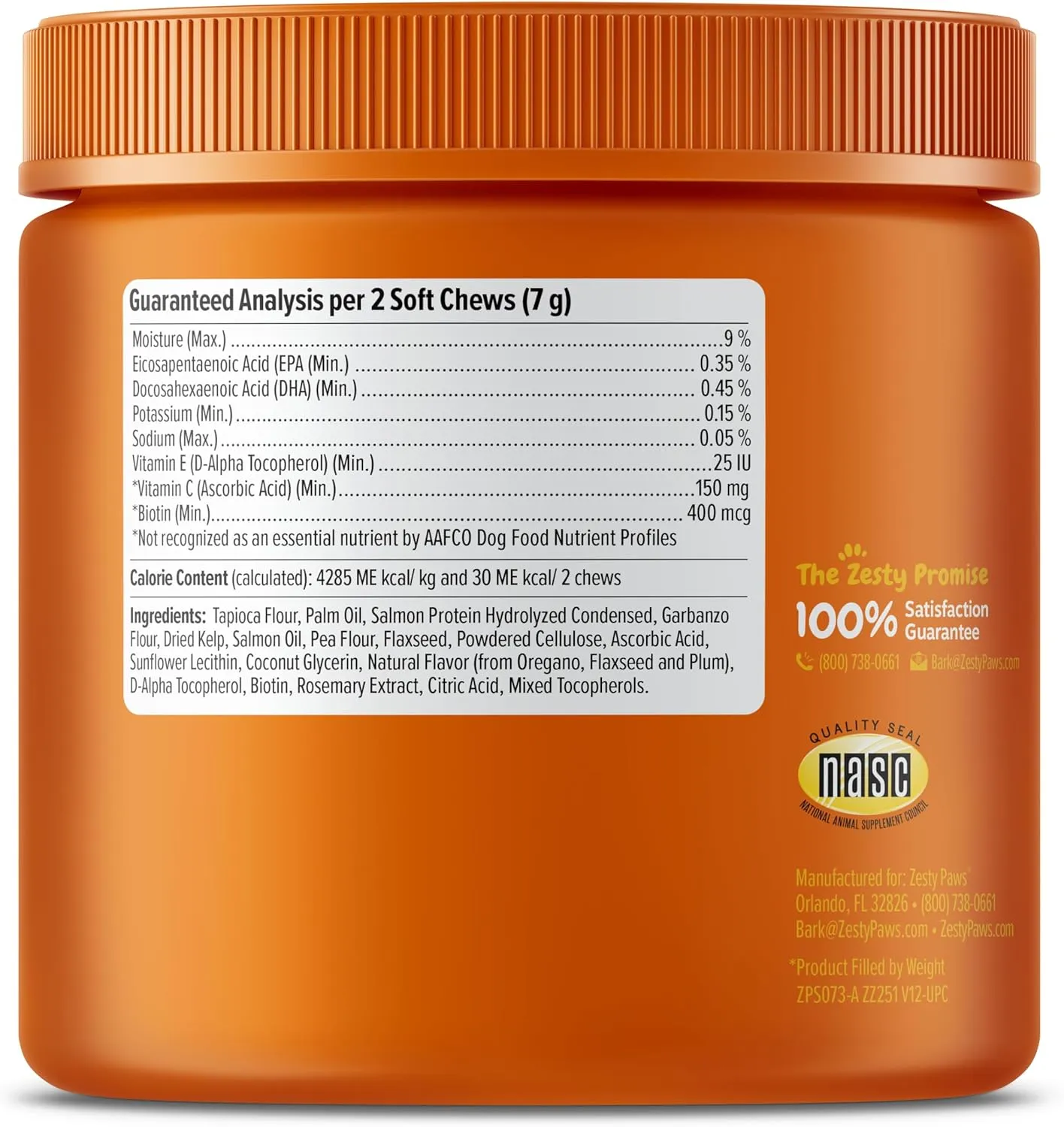 Zesty Paws Salmon Oil for Dogs Skin and Coat, Omega 3 Fish Oil Chews, Dog Allergy Relief Chews, Itch Relief Supplement, 90 Count, Salmon Flavor