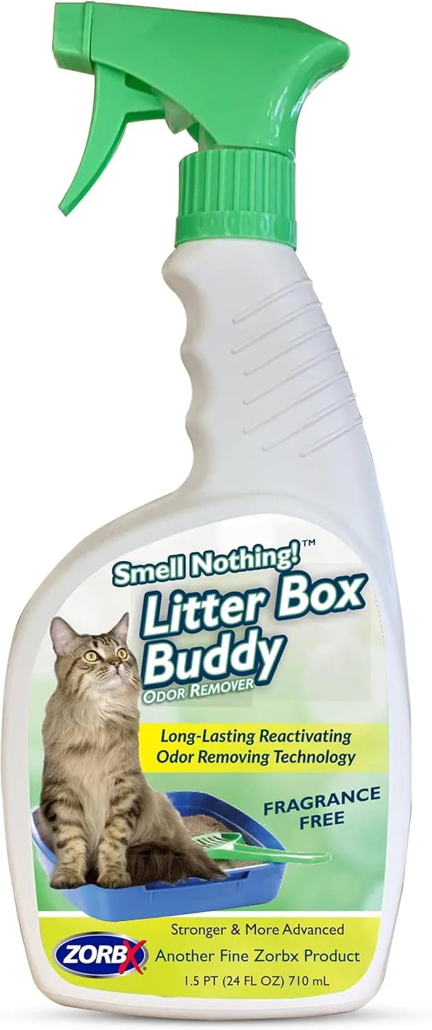 ZORBX Unscented Cat Litter Deodorizer Spray 24 Fl Oz  Fast-Acting Cat Litter Box Deodorizer for Strong Urine Odor & Cat Litter Odor Control - Advanced Pet Odor Remover & Stronger Odor Neutralizer